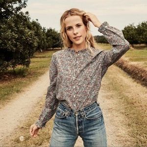 Doen Swan Blouse White Petit Jardin Floral Medium